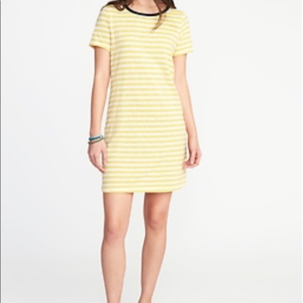 Old Navy - Yellow Stripe T-Shirt Dress